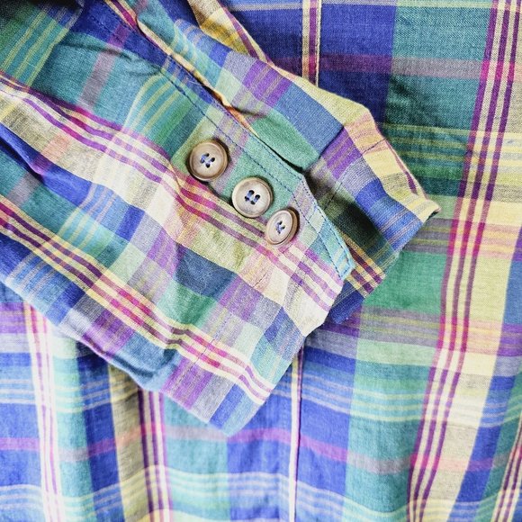 Vtg 90's Lizsport Women's Plaid Lightweight Three Button Pocket Sport Coat Sz 12 - Picture 5 of 8